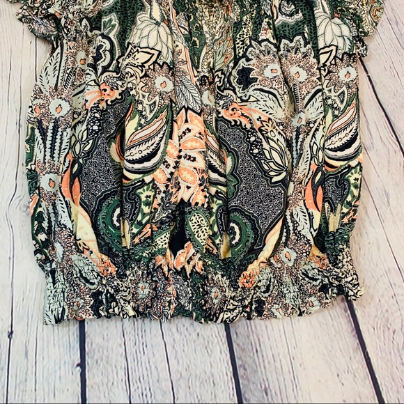 Zara | Basic Peasant Paisley Top Size S - Picture 3 of 6